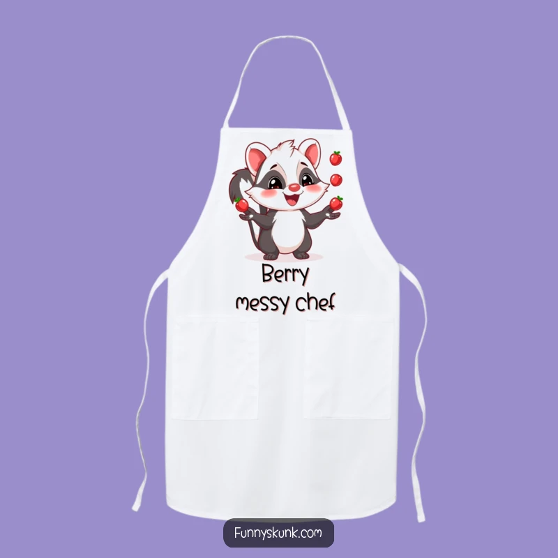 Funny Kitchen Skunk Juggling Apron: Berry Chef Design, Unique Funny Gift