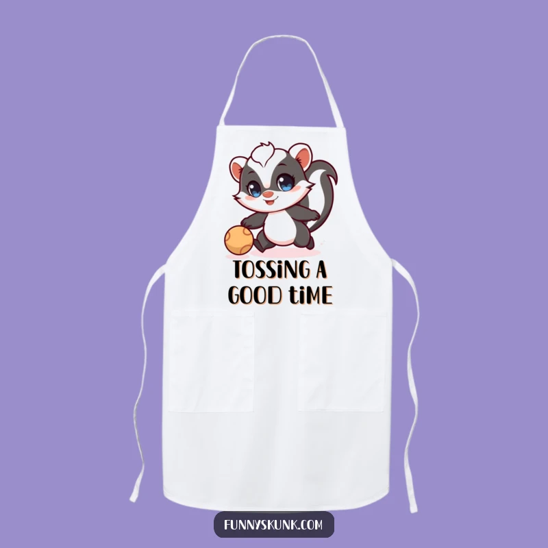 Funny Skunk Ball Chase Apron: Play Through Meal Prep