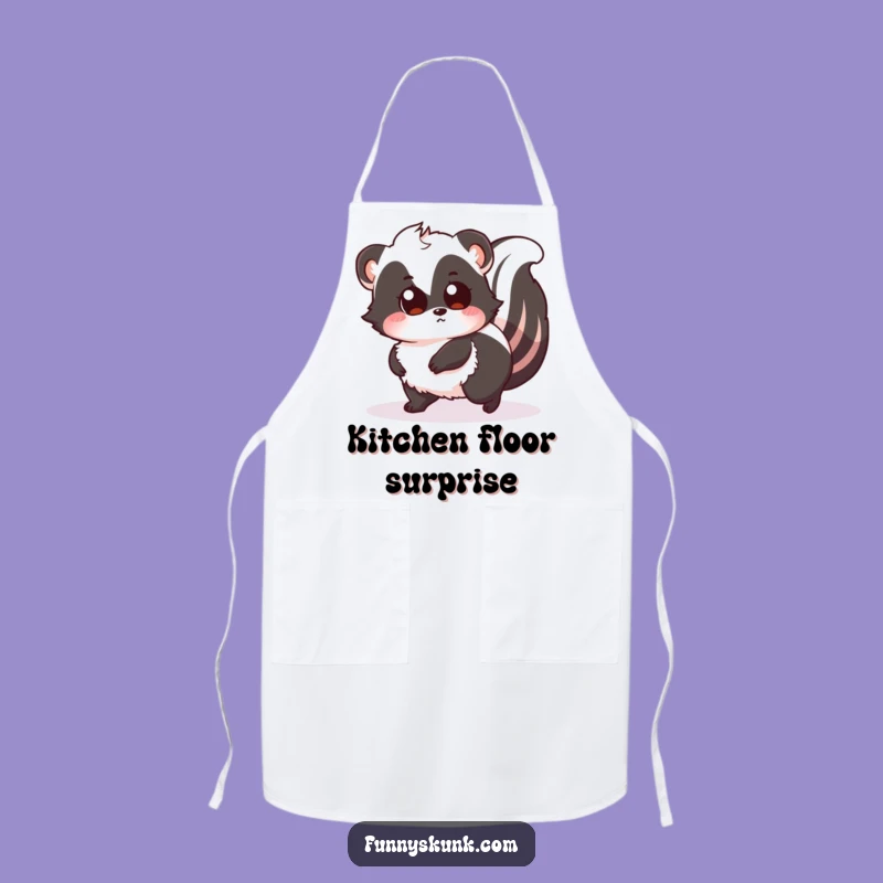 Funny Tripping Skunk Apron: Surprised Chef Fluffy Friend, Hilarious Kitchen Gift