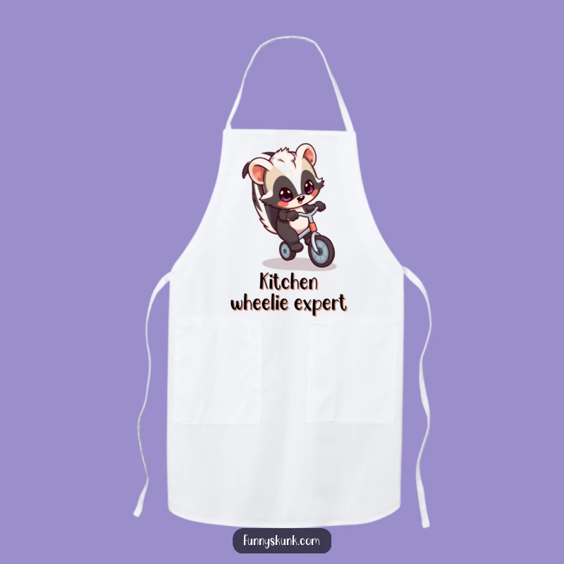 Funny Skunk Unicycle Apron: Cook with Playful Wobbles and Style
