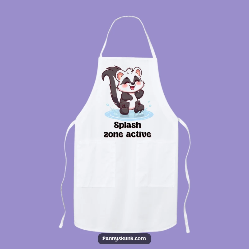 Funny Skunk Puddle Splash Apron: Cook with Giggles on Rainy Days!