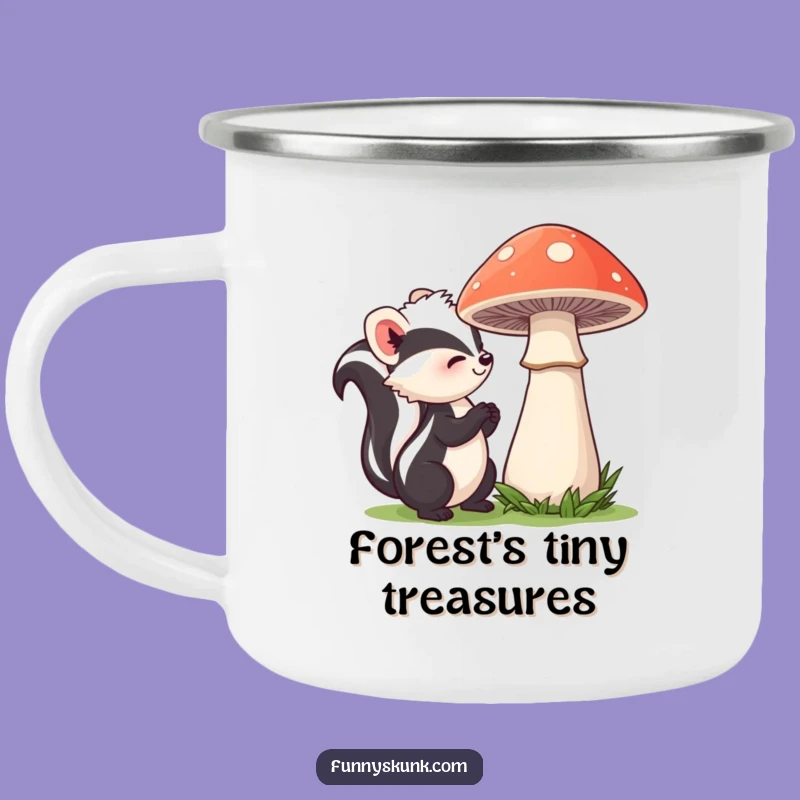 Forest Explorer Funny Skunk Sniffing Mushroom Camping Mug: Sip and Discover