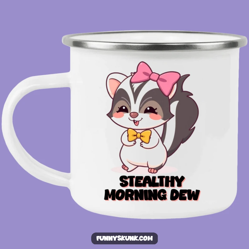 Funny Skunk Bow Tie Camping Mug: Adventure with a Playful Peek