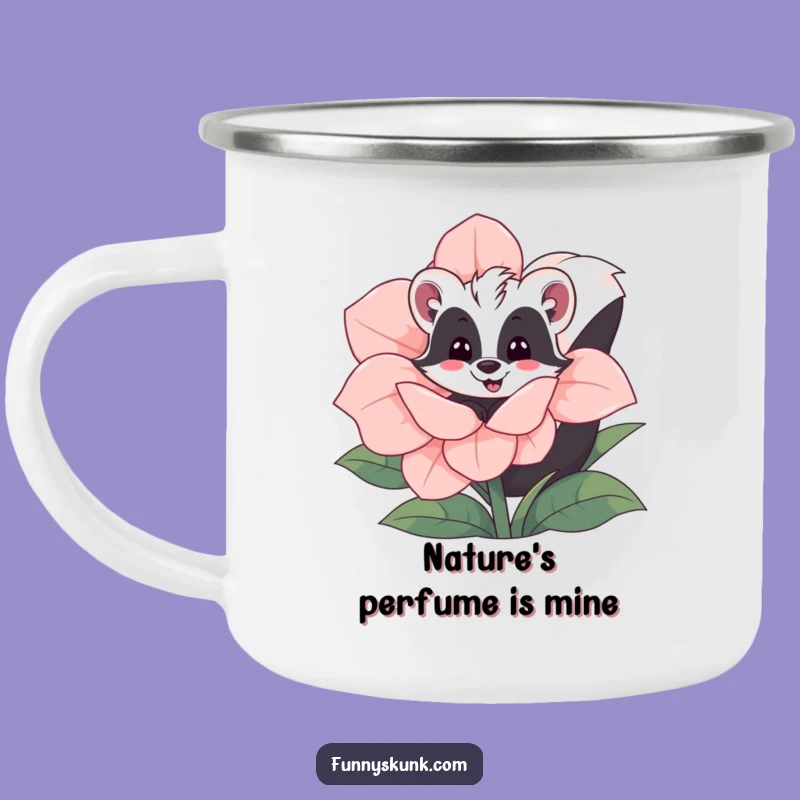 Funny Skunk Flower Camping Mug: Outdoor Fun with Adorable Skunk, Great Funny Gift