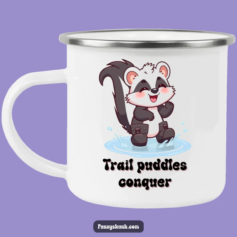 Funny Skunk Puddle Splash Camping Mug: Your Giggly Companion for Rainy Adventures!