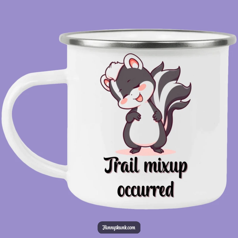 Funny Skunk Tripping Tail Camping Mug: Adventure with Laughs, Perfect Outdoor Gift