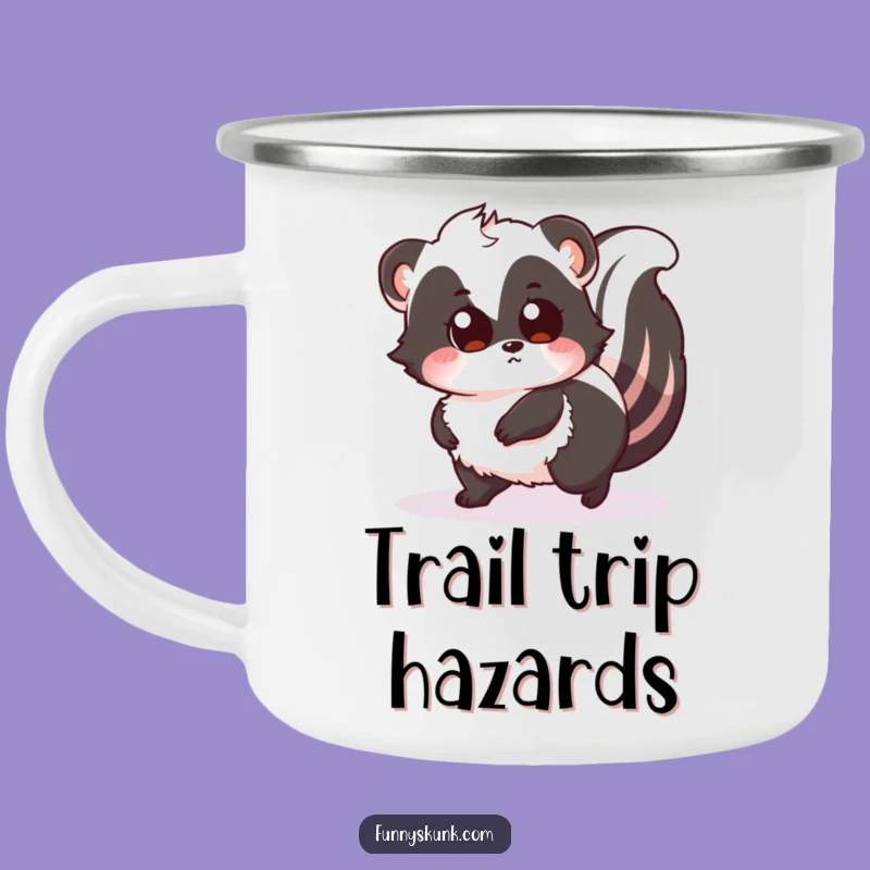 Funny Tripping Skunk Camping Mug: Durable & Surprised Fluffy Friend, Outdoor Gift