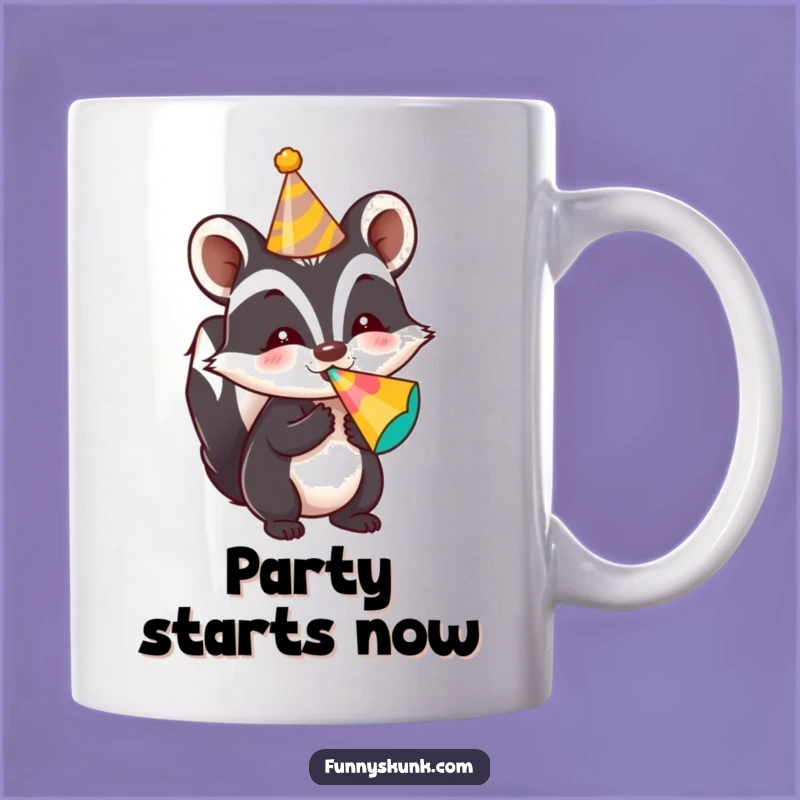 Funny Party Skunk Mug: Festive Hat Noise Maker Design, Hilarious Funny Gift