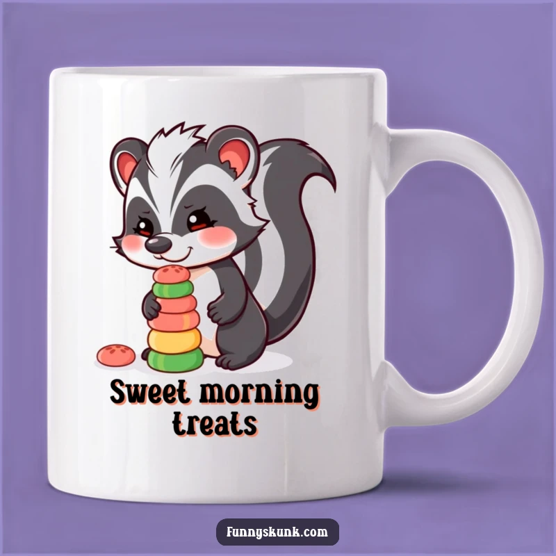 Funny Skunk Candy Mug, Balancing Sweet Treat Master, Hilarious Dessert Lover Gift
