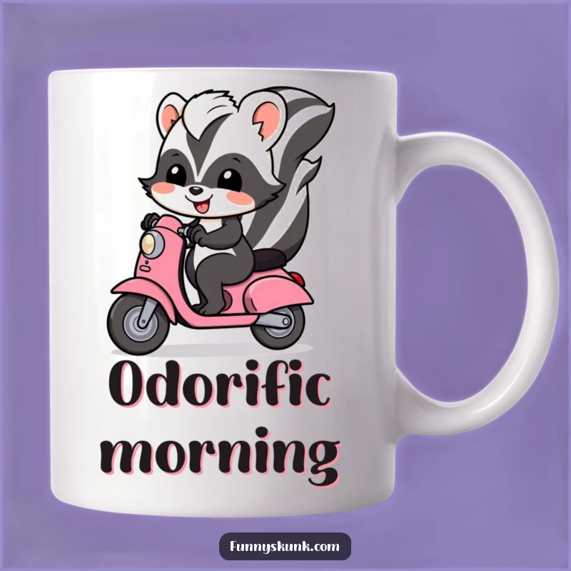 Funny Skunk Scooter Mug: Hilarious Ride Gift for Skunk Lovers