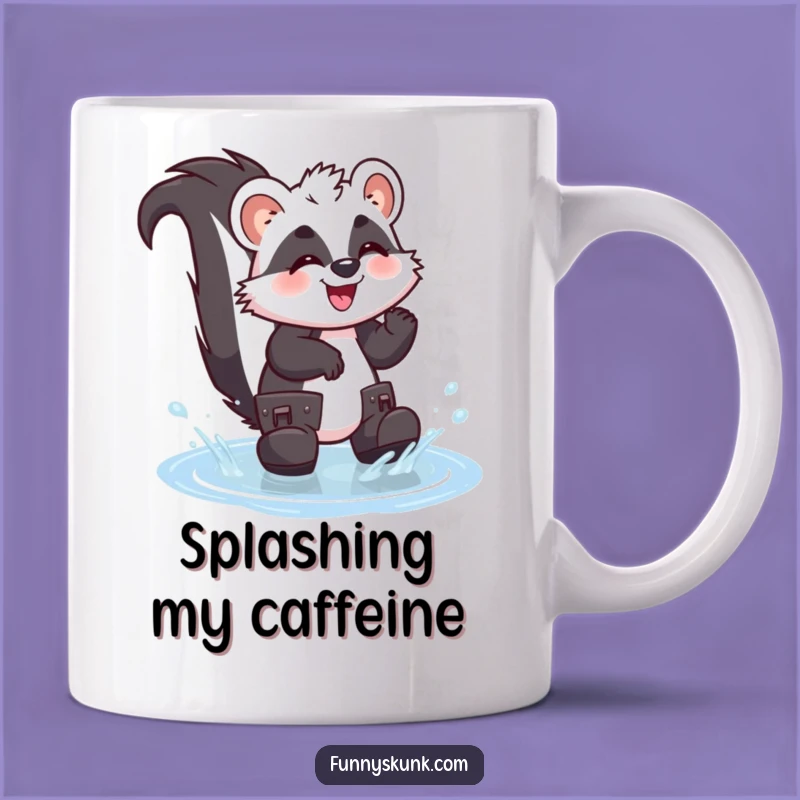 Funny Skunk Puddle Splash Mug: Giggles Guaranteed with This Rainy Day Fun!