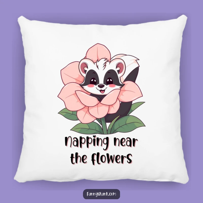 Comforting Funny Skunk Flower Pillow: Cuddle Up with Cute Skunk Art, Funny Gift