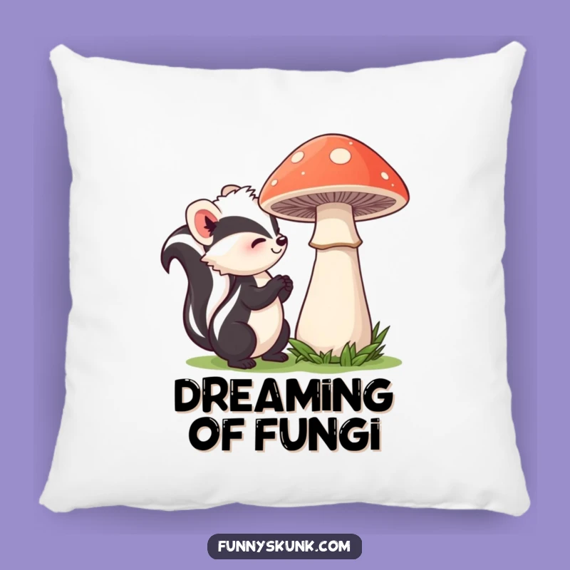Cozy Funny Skunk Sniffing Mushroom Pillow: Add Gentle Whimsy to Your Comfort