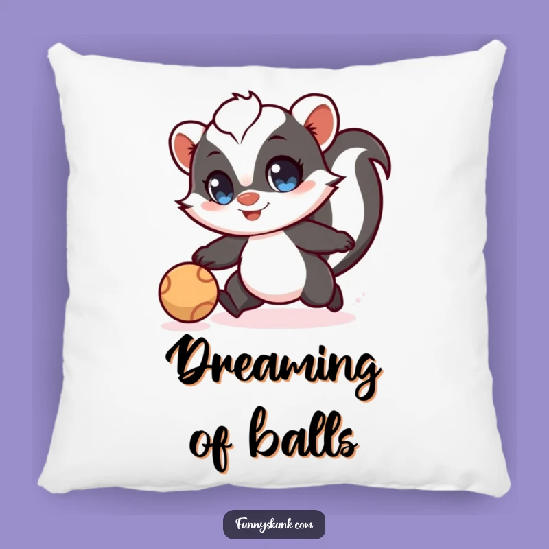 Funny Skunk Ball Chase Pillow: Comfy Cuddles with a Playmate