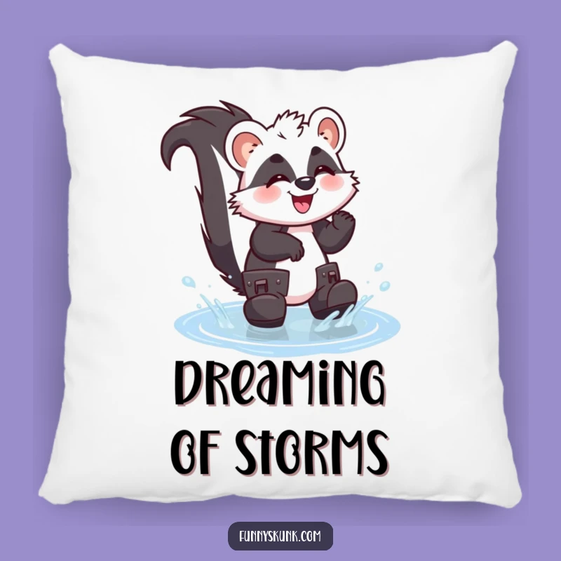 Funny Skunk Puddle Splash Pillow: Snuggle Up with This Giggly Skunk!