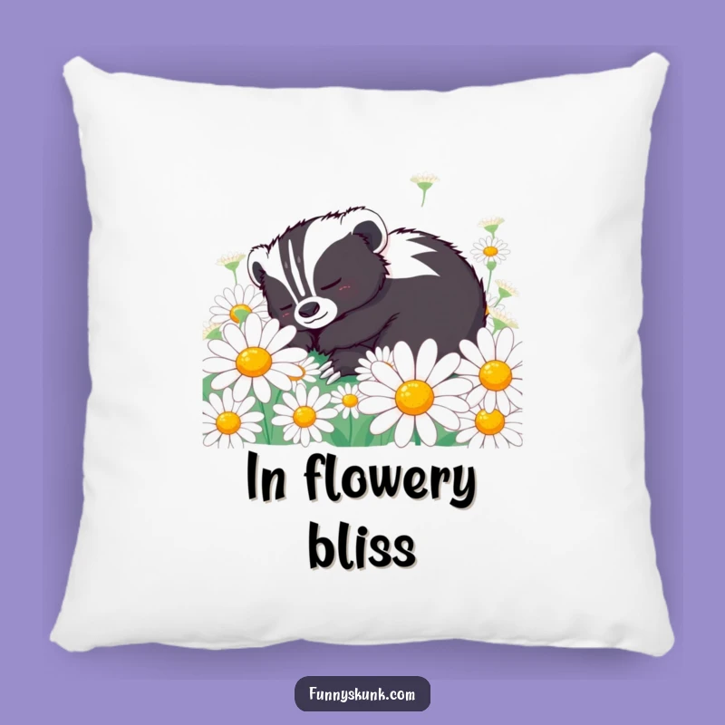 Funny Skunk Daisy Nap Pillow: Snuggle Up with Floral Serenity!