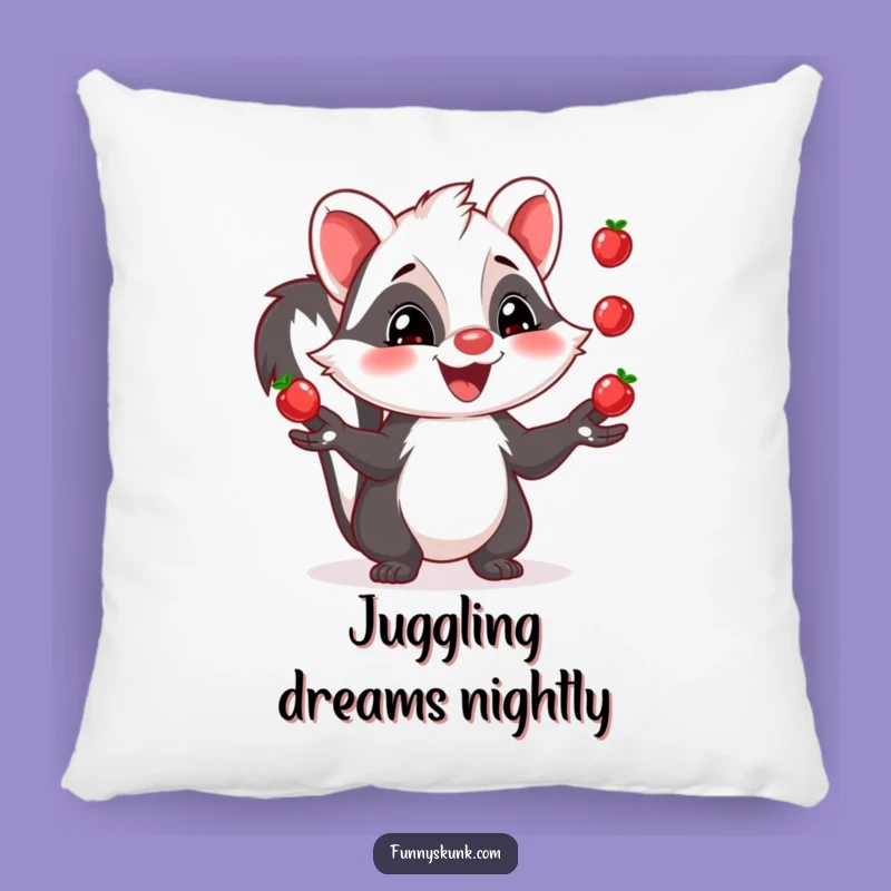 Comforting Funny Skunk Juggling Pillow: Grinning Skunk Comfort, Unique Funny Gift