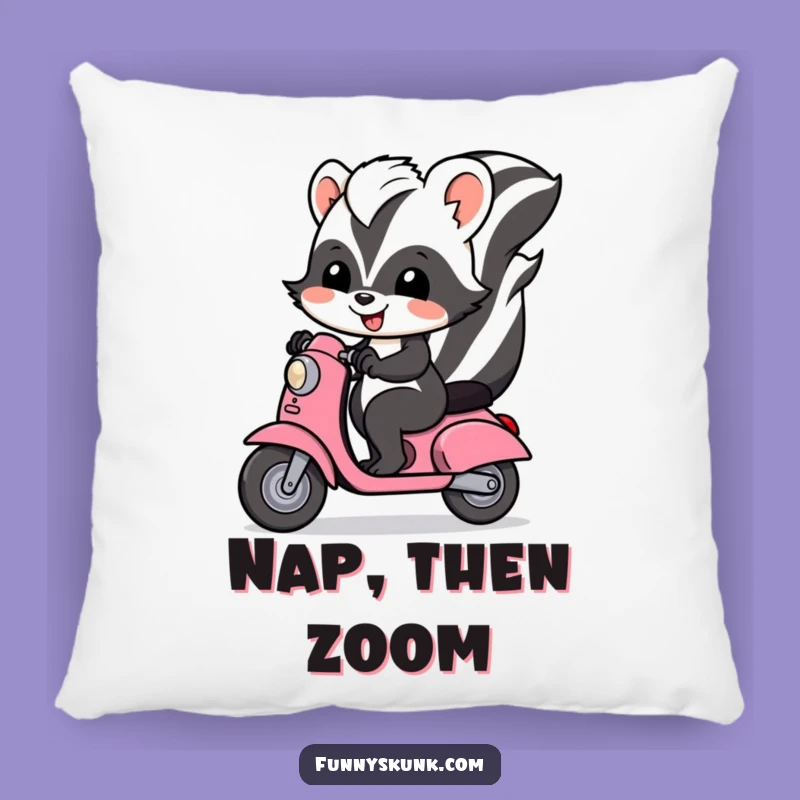 Funny Skunk Scooter Pillow: Comfy Cuddles with a Wheely Good Friend