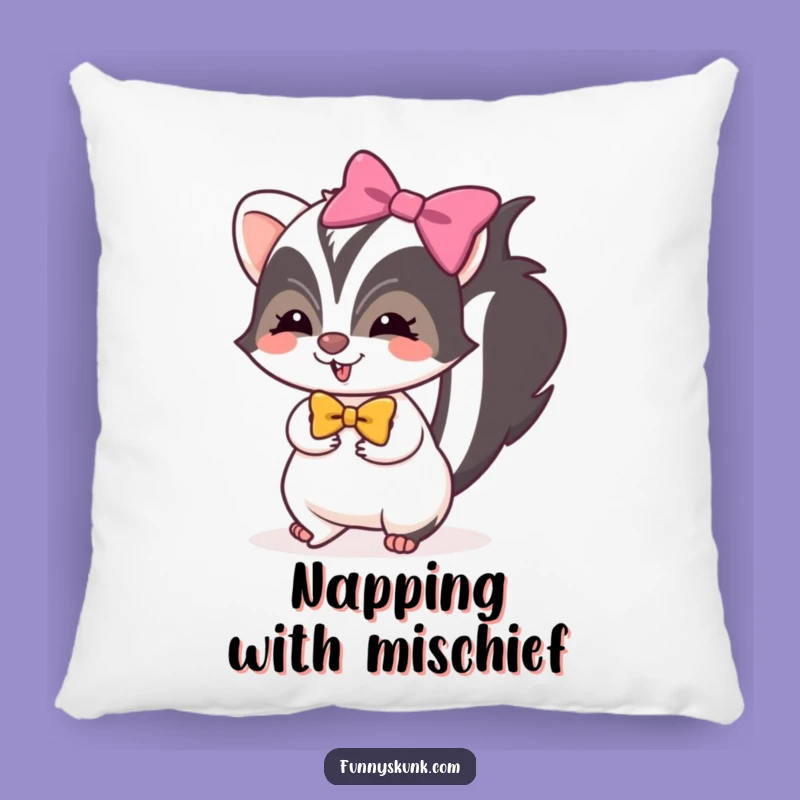 Funny Skunk Bow Tie Pillow: Comfy Cuddles with a Mischievous Friend