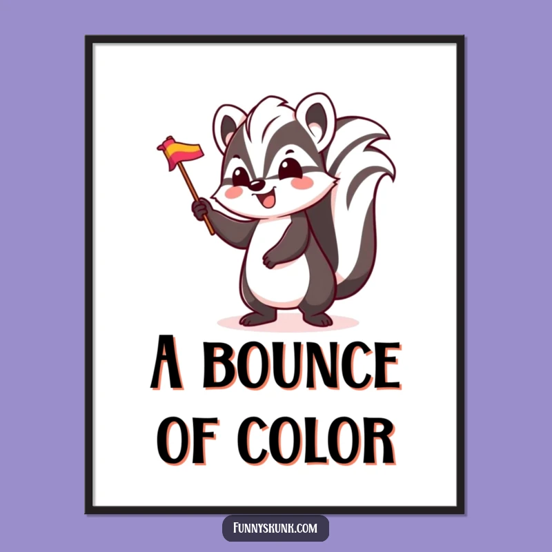 Funny Excited Skunk Flag Digital Art: Decorate with Happy Skunk Celebration