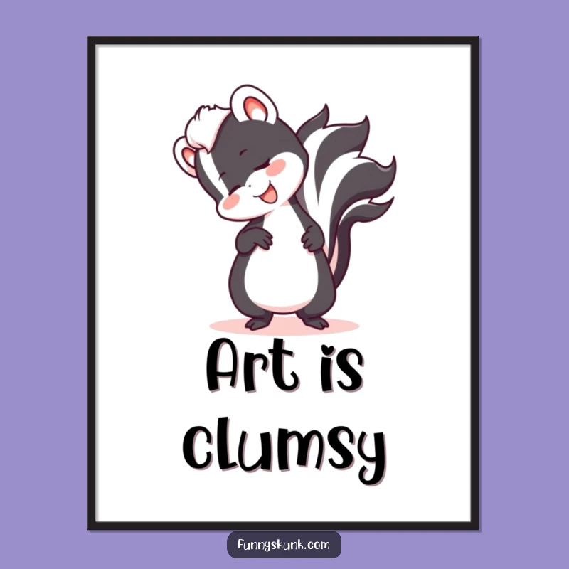 Funny Skunk Tripping Tail Digital Print: Instant Humor for Your Walls, Grab Gift
