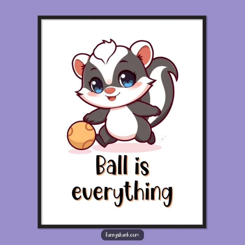 Funny Skunk Ball Chase Digital Art: Instant Playful Decor for Your Space