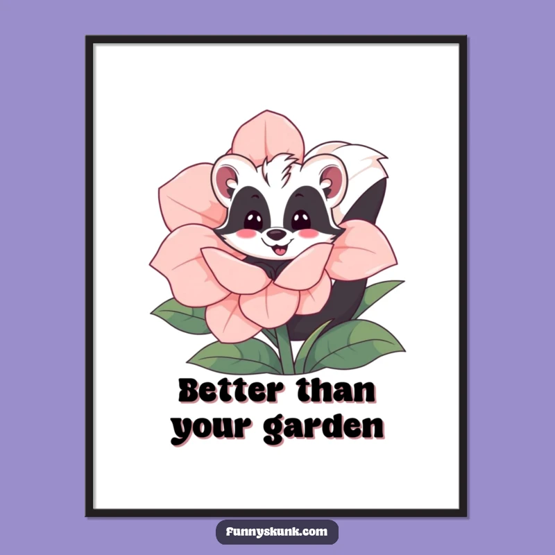 Funny Skunk Bloom Digital Art: Instant Whimsy with Peek-a-Boo Skunk, Unique Funny Gift