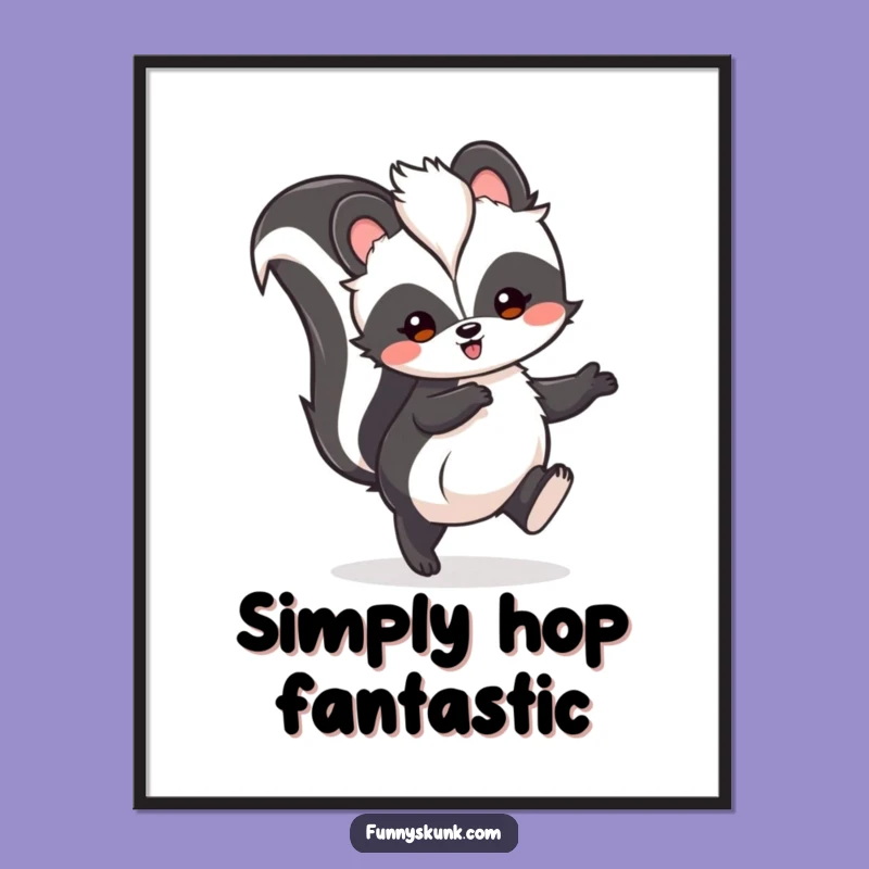 Funny Skunk Hop Digital Art: Instant Joyful Skunk Decor, Unique Funny Gift
