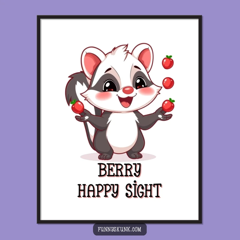 Funny Skunk Juggling Digital Art: Instant Joy with Berry Skunk, Unique Funny Gift