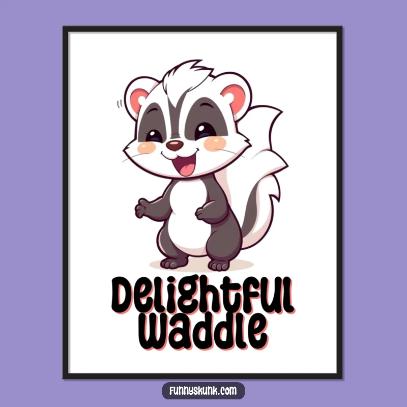 Funny Skunk Waddling Digital Art: Instant Joyful Decor for Your Space