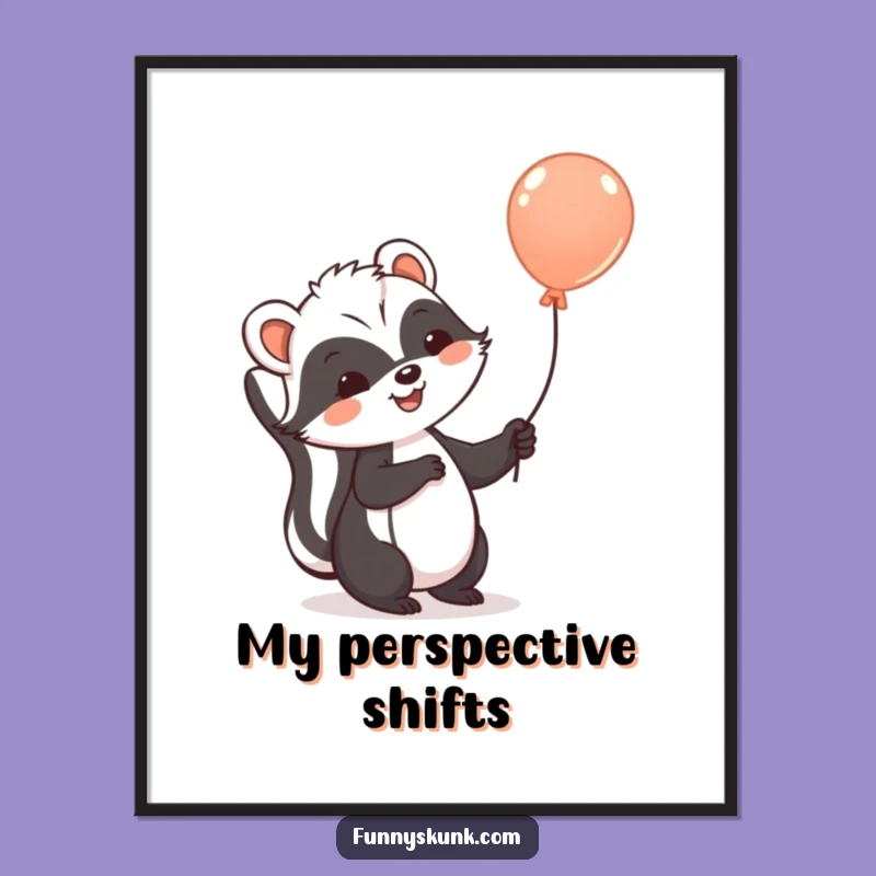 Funny Skunk Balloon Digital Art: Cheerful Skunk Floating for Instant Joy