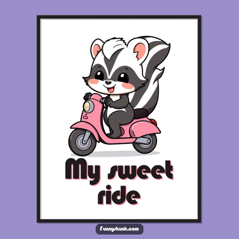 Funny Skunk Scooter Digital Art: Instant Whimsy for Your Digital Space