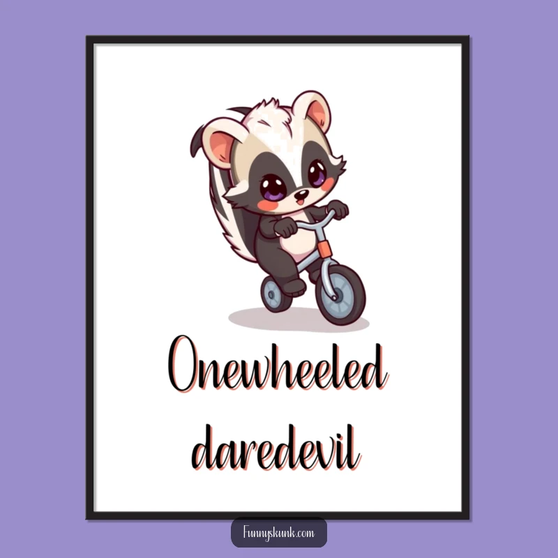 Funny Skunk Unicycle Digital Art Print: Instant Whimsy and Laughter