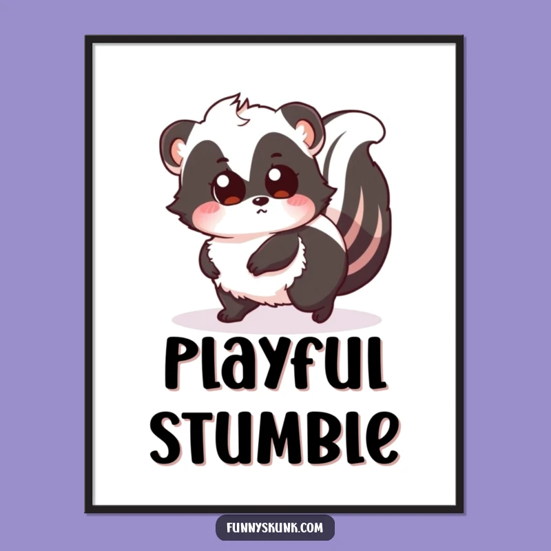 Funny Tripping Skunk Digital Art: Surprised Fluffy Friend, Instant Funny Gift