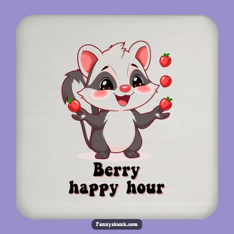 Funny Skunk Juggling Coasters: Protect Surfaces with Berry Skunk Art, Funny Gift