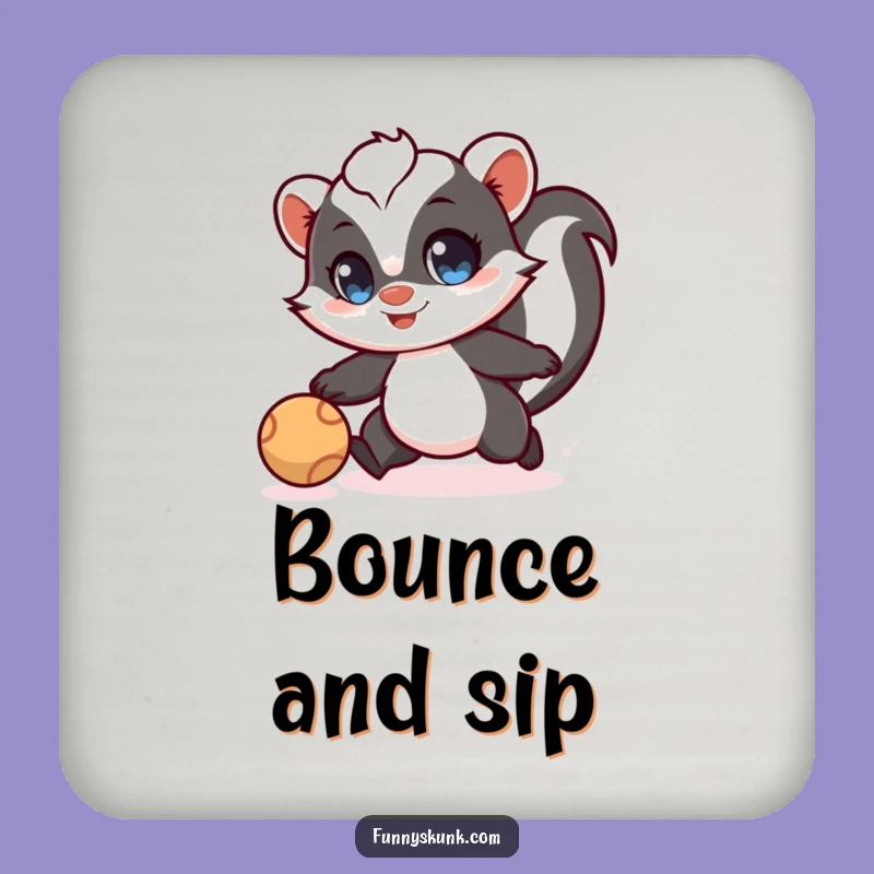 Funny Skunk Ball Chase Coaster: Protect Surfaces with Playful Charm