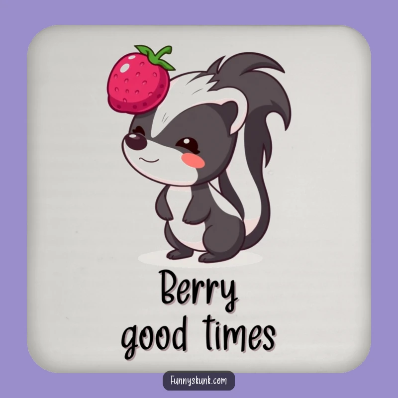 Funny Berry Balance Skunk Coaster: Protect Surfaces with Comical Skunk Charm