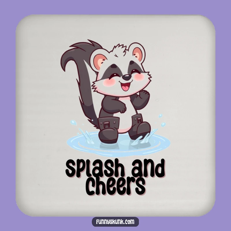 Funny Skunk Puddle Splash Coaster: Protect Surfaces with Rainy Day Fun!