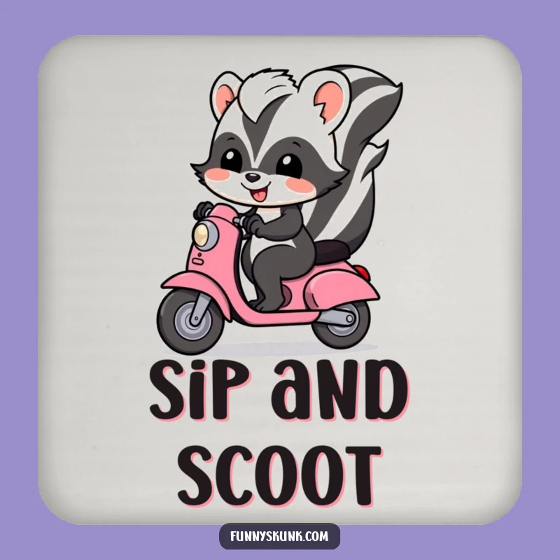 Funny Skunk Scooter Coaster: Protect Your Surfaces with Skunk Speed