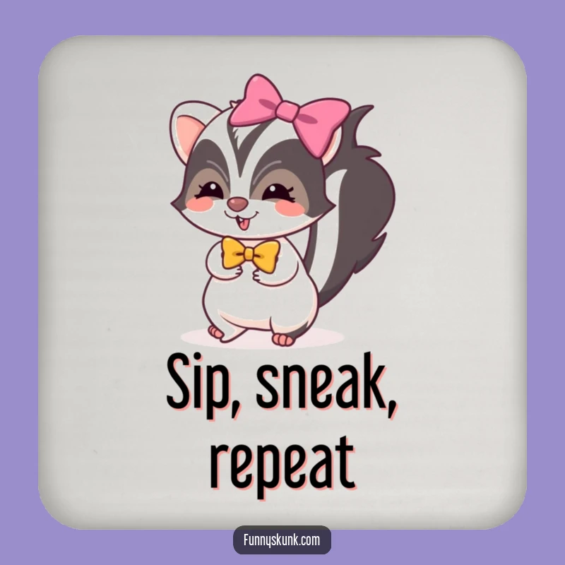 Funny Skunk Bow Tie Coaster: Protect Surfaces with Mischievous Charm