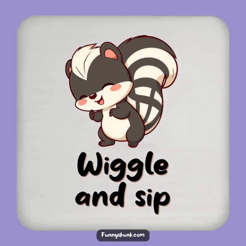 Funny Skunk Tail Wiggle Coaster: Protect Surfaces with Happy Skunk's Moves