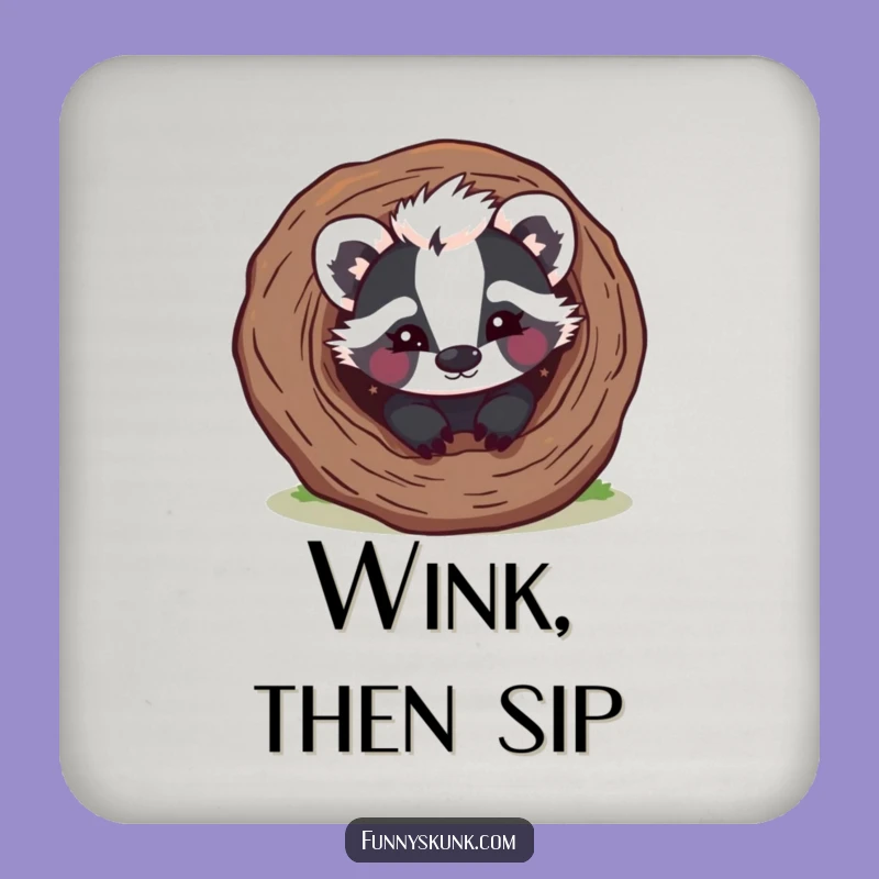 Funny Skunk Peek-a-Boo Coaster: Protect Surfaces with Playful Mischief!