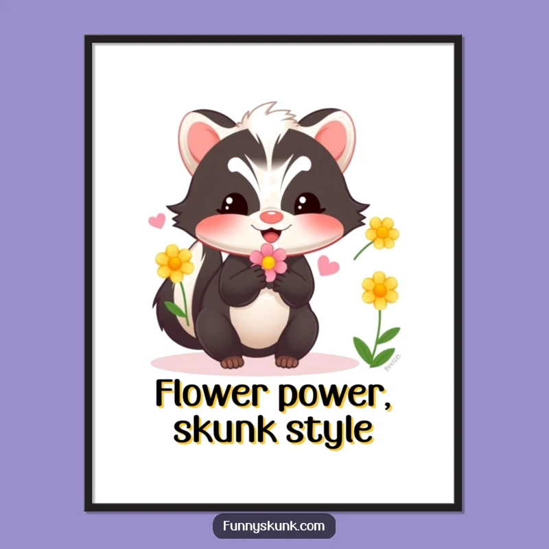 Funny Skunk Juggling Flowers Poster: Brighten Your Walls with Whimsical Skunk Art