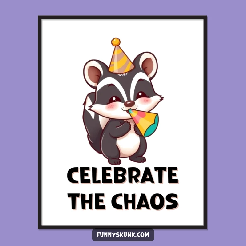 Funny Party Skunk Poster: Festive Noise Maker Art, Delightful Funny Gift