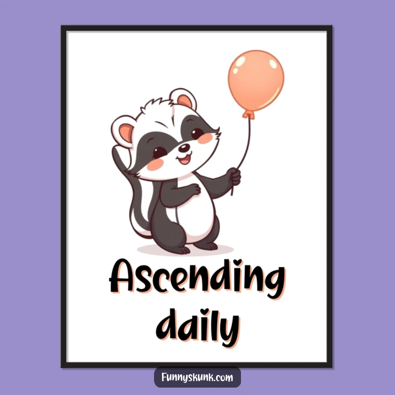 Funny Skunk Balloon Poster: Uplifting Wall Art with a Cheerful Skunk