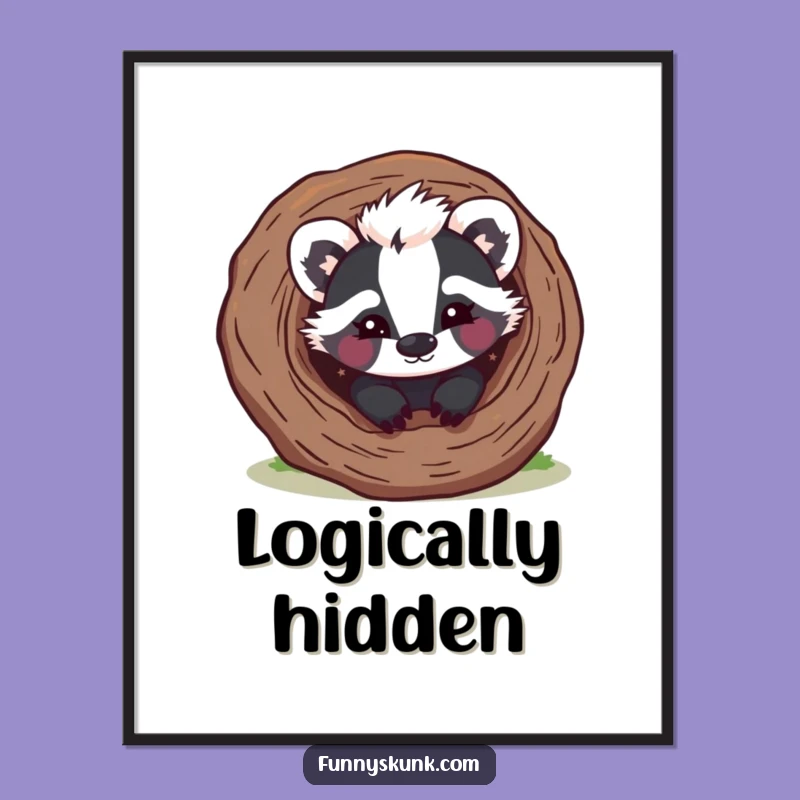 Funny Skunk Peek-a-Boo Poster: Mischievous Wall Art with a Winking Skunk!