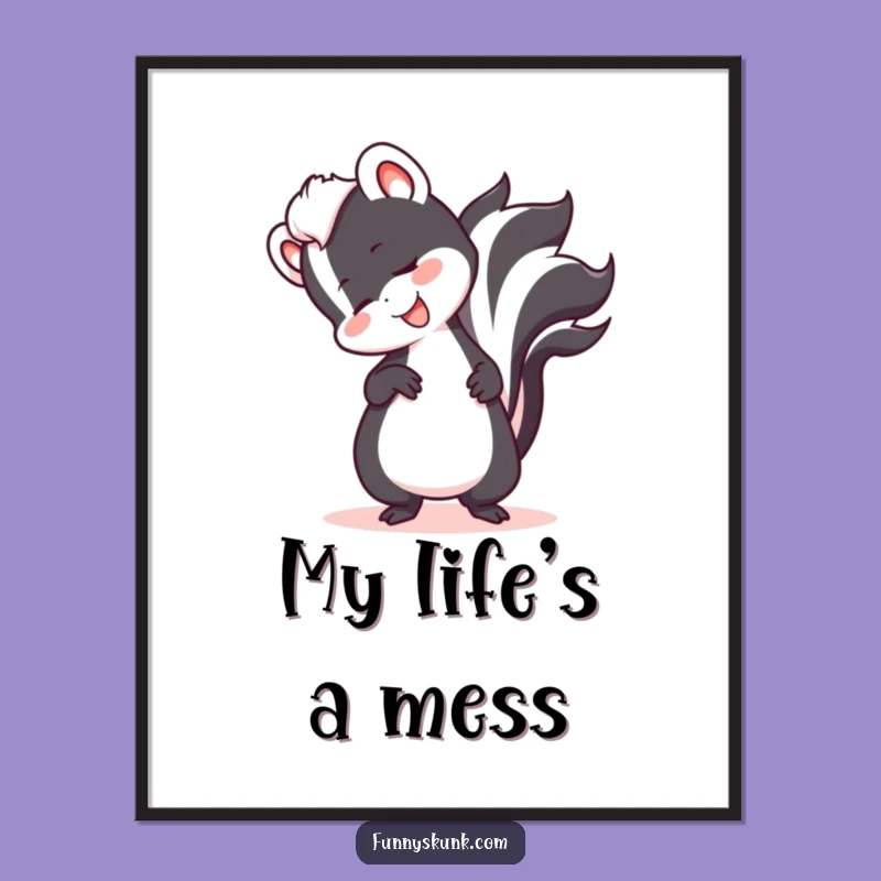Funny Skunk Tripping Tail Poster: Hilarious Animal Art Print, Perfect Home Decor Gift