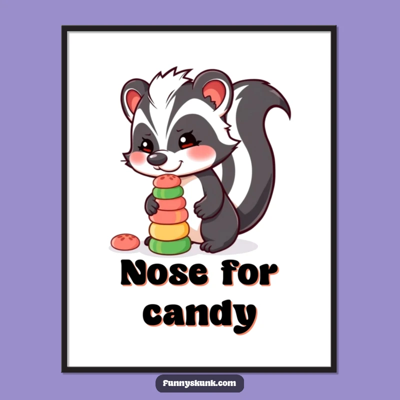 Funny Skunk Candy Poster, Artistic Balancing Master Wall Art, Hilarious Decor Gift