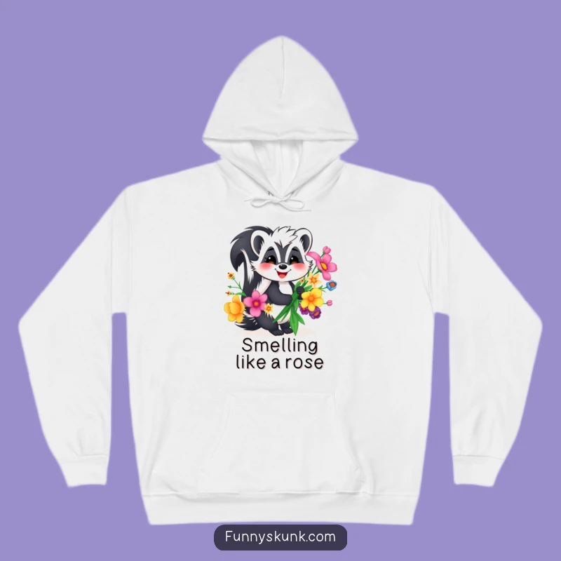 Funny Skunk Flower Hoodie: Cozy Up with a Happy Skunk's Floral Gift