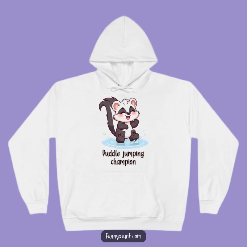 Funny Skunk Puddle Splash Hoodie: Cozy Up with This Giggly Skunk!